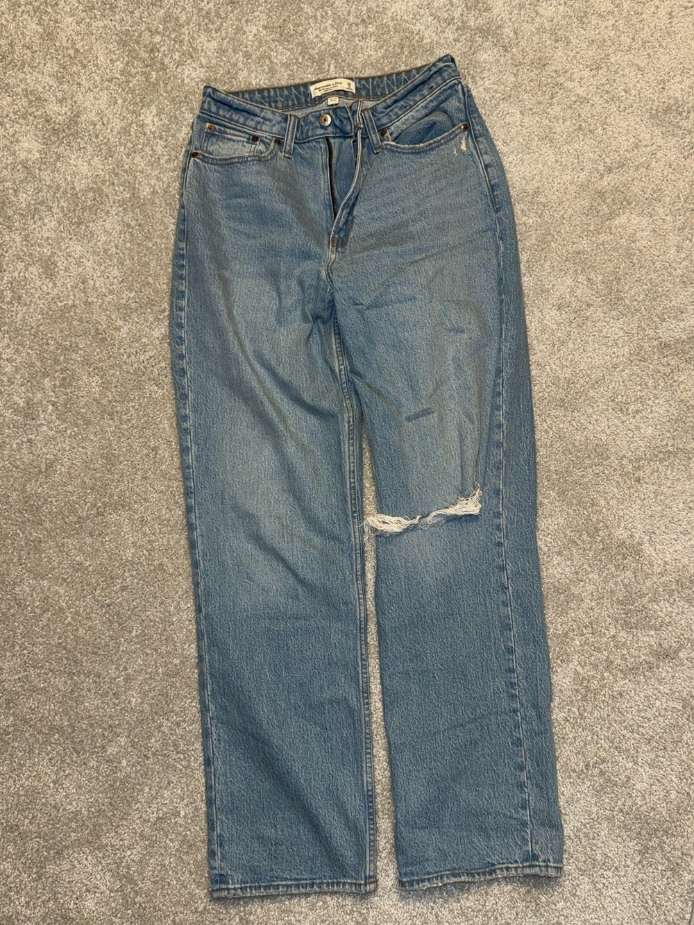 Abercrombie & Fitch Distressed Vintage Straight High Rise Jeans, Curve Love 26